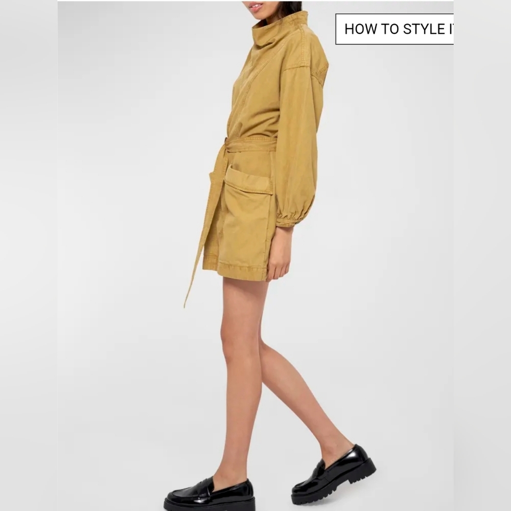 Joie Chantria Belted Cowl-Neck Utility Mini Dress Size Large ECRU OLIVE NEW! - Picture 3 of 11
